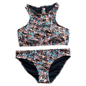 NWT Roxy Active High Neck Retro Floral Bikini Set Small